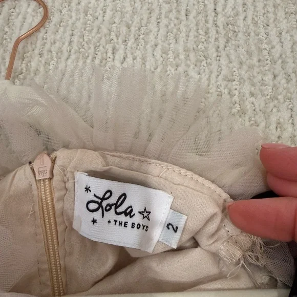 Lola and the Boys Elegant Cream Tulle Dress with Butterfly Accents - Picture 5 of 5